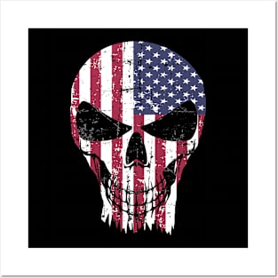 usa flag skull Posters and Art